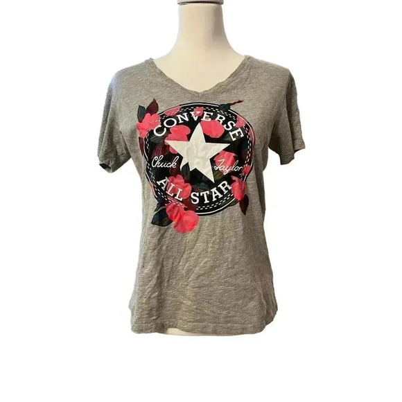 CONVERSE all star v neck womens tshirt size medium - Picture 1 of 4